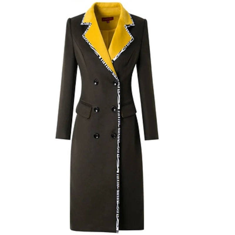 

Thickened commute Wool Solid dress for women autumn winter 2021 fashion elegant slim double breasted long sleeves dresses plus