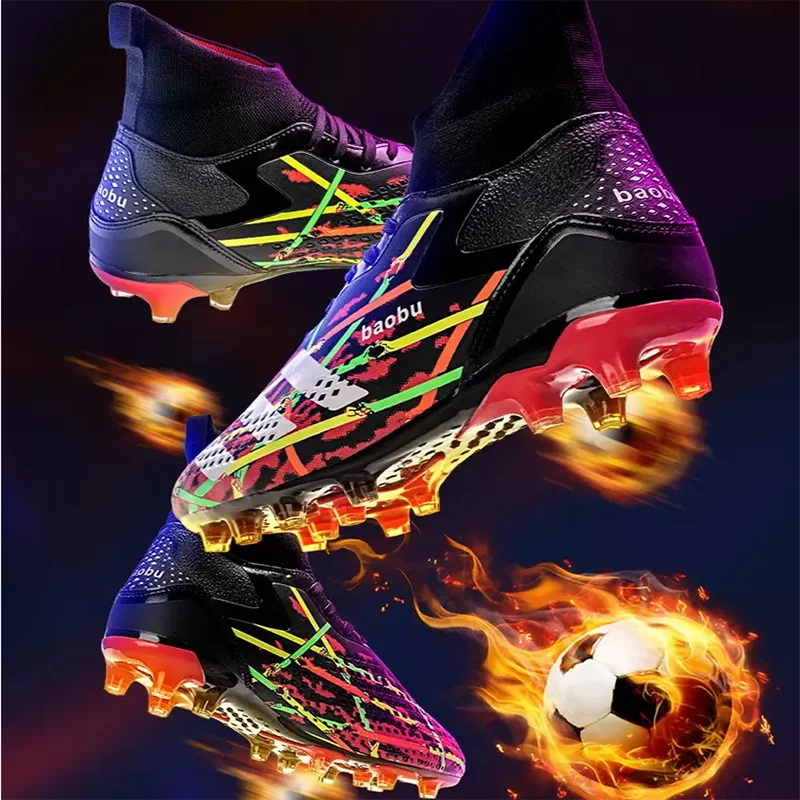 

R.XJIAN new high-top falcon couple long nails broken soccer shoes training competition shoes breathable non-slip 35-46 yards