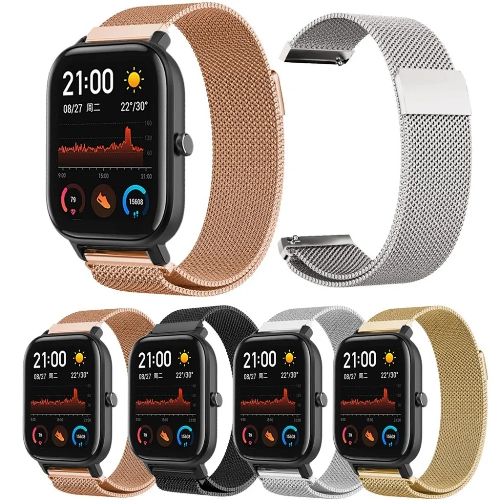 20 мм металлический ремешок-браслет для Xiaomi Huami Amazfit GTS Смарт-часы ремешок из нержавеющей стали сменный ремешок для Amazfit Bip Youth
