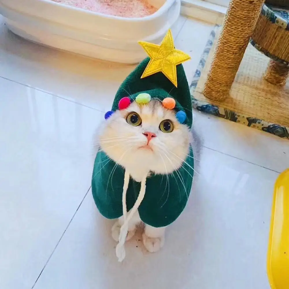 Накидка с красочными шариками для домашних животных Рождественский костюм кошки