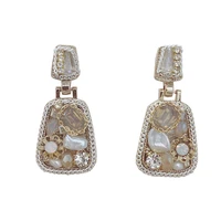 luxury rhinestone geometric drop earrings for women girls 2020 new bijoux square dangle earring party trendy jewelry gifts gold