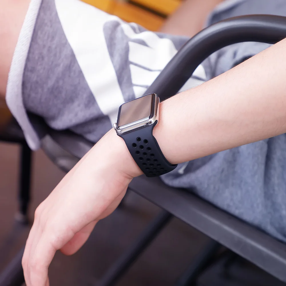 Спортивный ремешок для apple watch band 4 5 42 мм/38 мм iwatch band 44 мм/40 мм ремешок силиконовый браслет дышащий ремешок для часов серии 5 4 3 2
