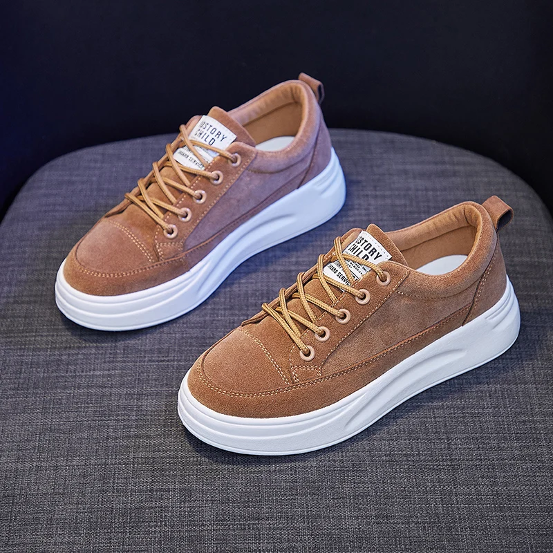 

Platform Sneakers Flats Women Casual Shoes White Sneakers 2020 Autumn Vulcanized Chunky Sneakers For Women Shoes Plush leather