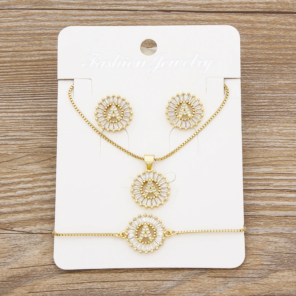 Лидер продаж 26 украшения из букв наборы ожерелье + серьги браслет для женщин с