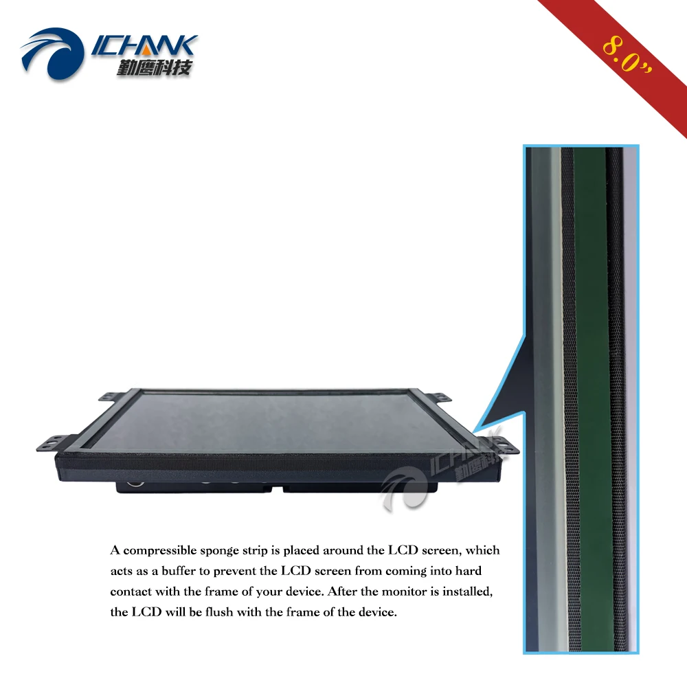 ZK080TC-LR2/8 дюймов 1024x768 HD VGA HDMI металлическая открытая Встроенная рамка промышленное медицинское оборудование сенсорный монитор ЖК-экран