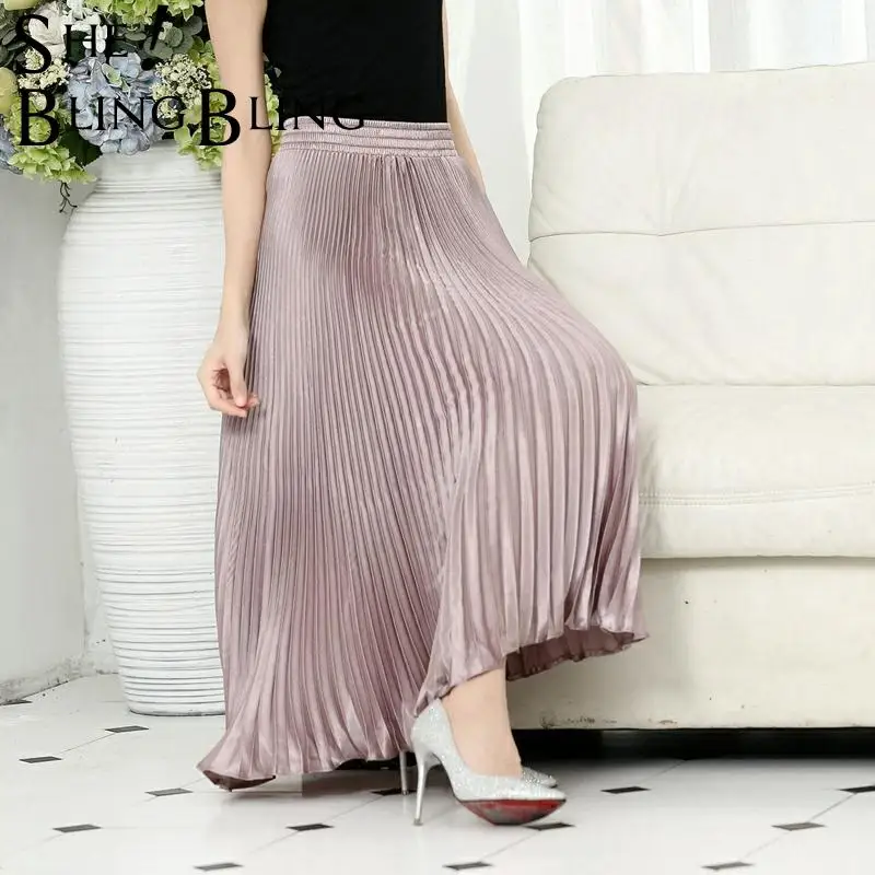 Женская плиссированная юбка SheBlingBling винтажная яркая шелковая с высокой талией