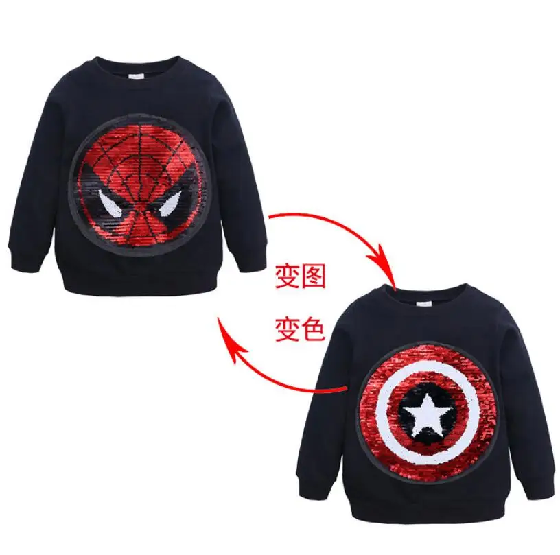 Мультфильм с узором из пайеток свитера для детей Топы длинными рукавами