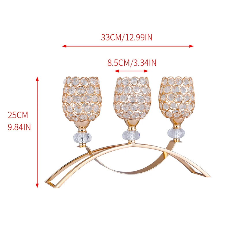 

Crystal Candle Holders 3 Arms With 3 Holders Candelabra Holder Decorative Centerpieces for Living Room Dinning Decoration CF017