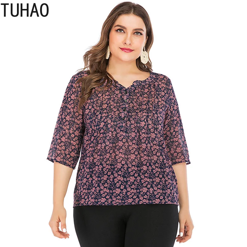 

Женская винтажная блузка TUHAO, Офисная рубашка в стиле Харадзюку, большие размеры 6XL 5XL 4XL 3XL, модель WM26 на лето, 2020