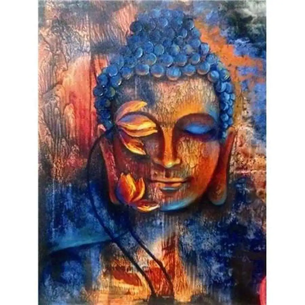 Полноразмерная алмазная живопись цветная статуя Будды 5D комплект для алмазной