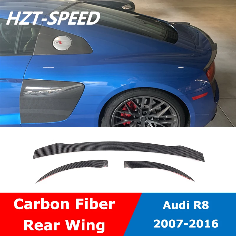 AUDI R8 3 шт углеродное волокно задний багажник спойлер крыло для изменить 2007