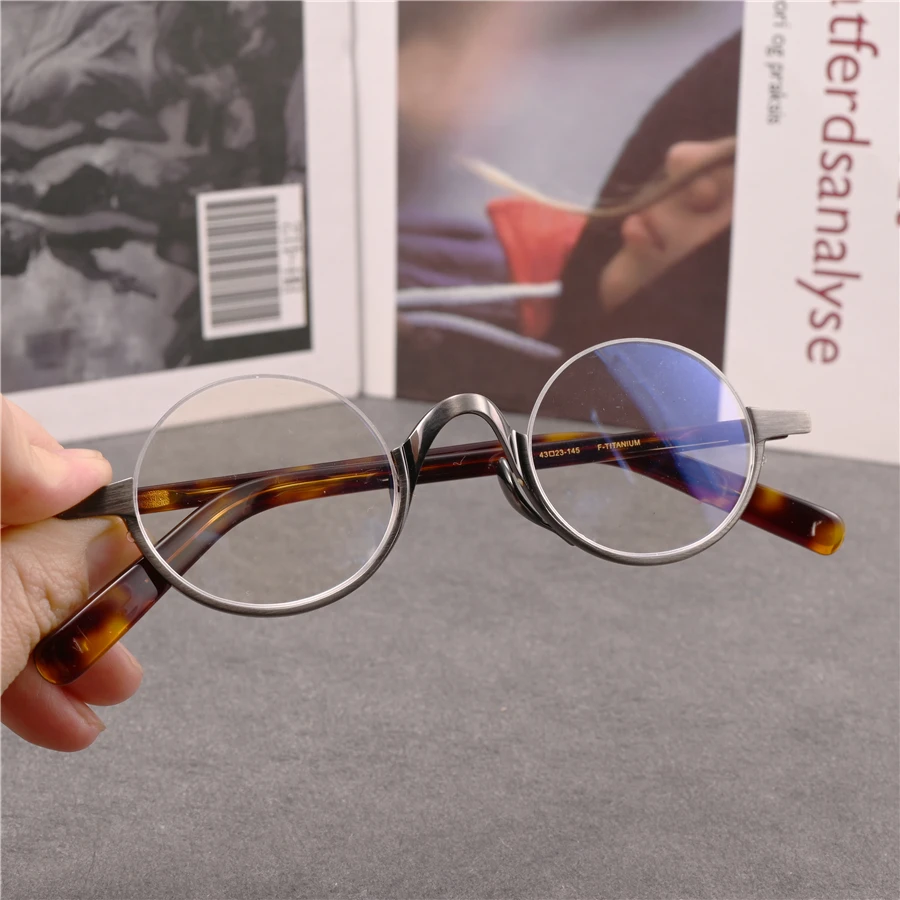 Rockjoy Titanium Glasses Frames Male Small Eyeglasses Men Oval Plain Spectacles for Prescription Reading Optical Lens Brand