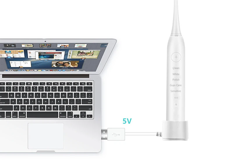 Waterproof Electric Toothbrush Cleaning Whitening USB Charging Sonic Toothbrush with DuPont Heads