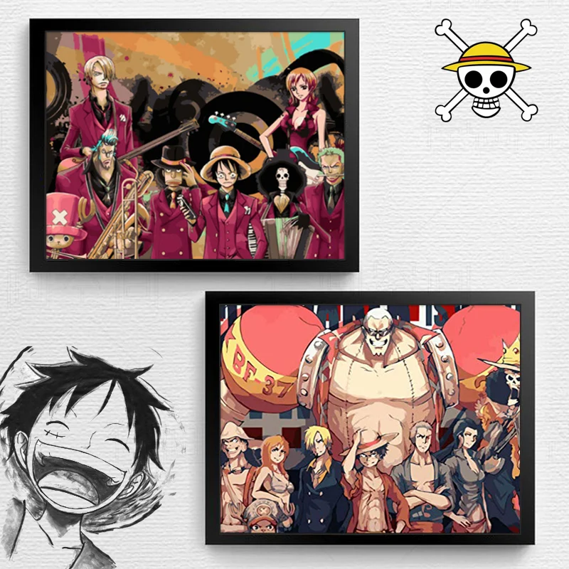 DIY Рисование по номерам с наборами Аниме one piece персонаж декоративный вешается на