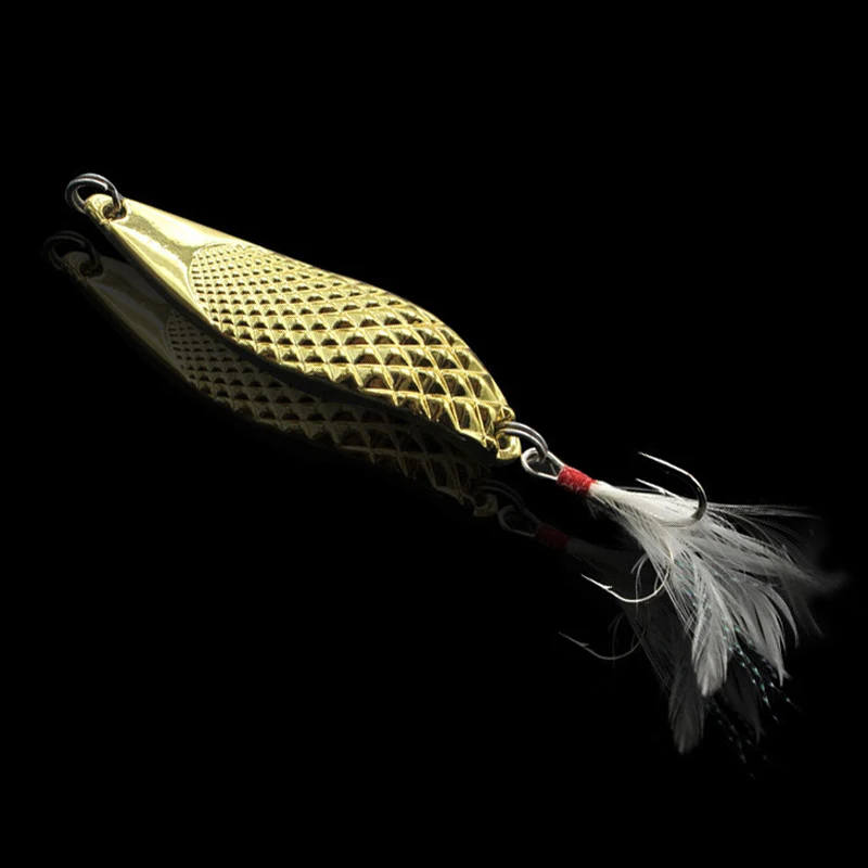 

1Pcs Metal Spinner Spoon Fishing Lures 10g 15g 20g Gold Silver Artificial Bait With Feather Treble Hook Trout Pike Bass Tackle