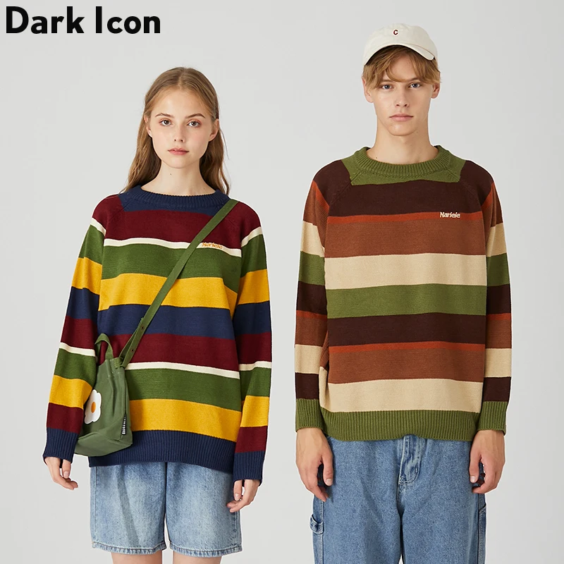 Темный значок Радужный полосатый свитер для мужчин 2019 осень зима Джемперы
