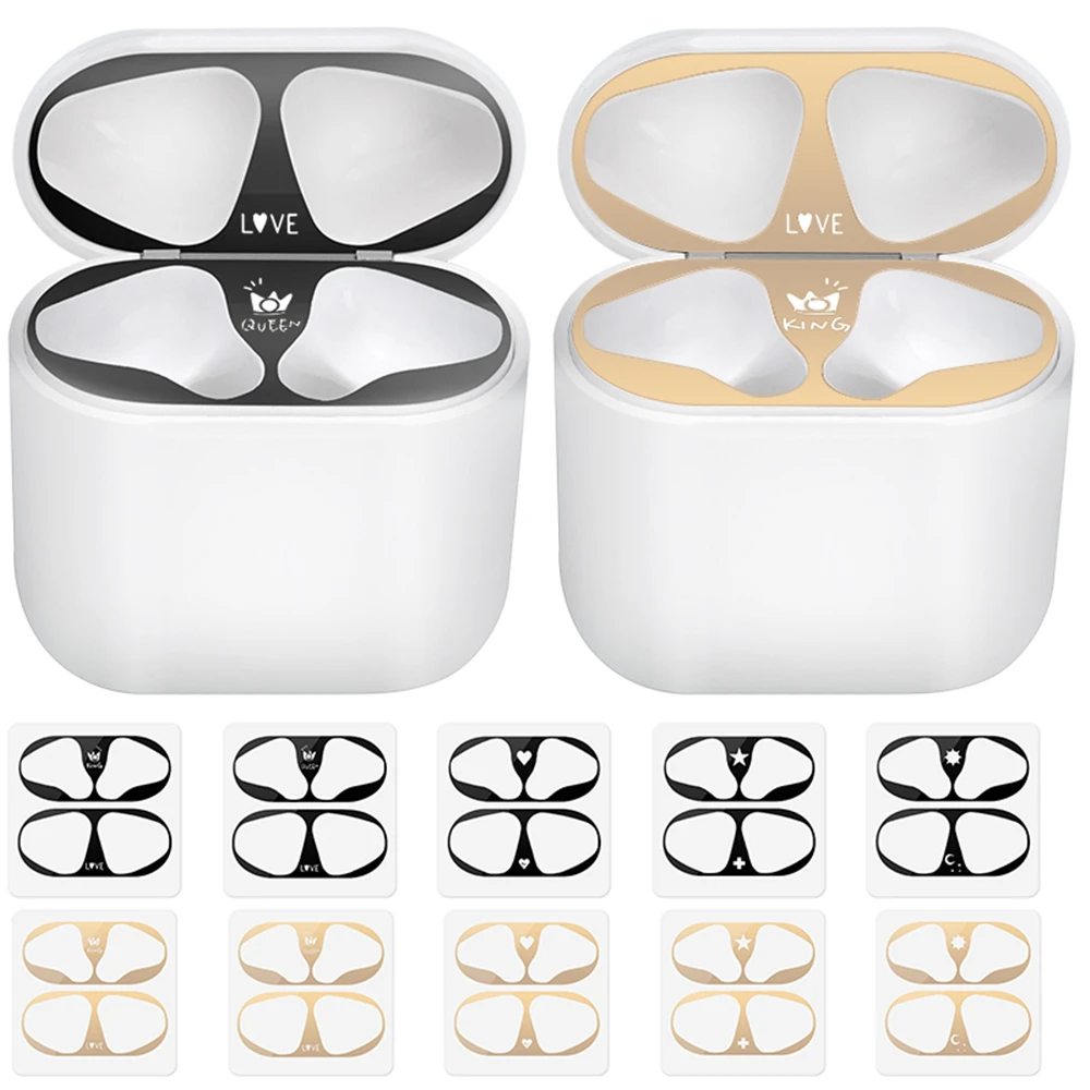 Один комплект, металлическая Пылезащитная наклейка для Apple AirPods, чехол, пылезащитная защитная наклейка, защитная пленка для Air Pods, аксессуары