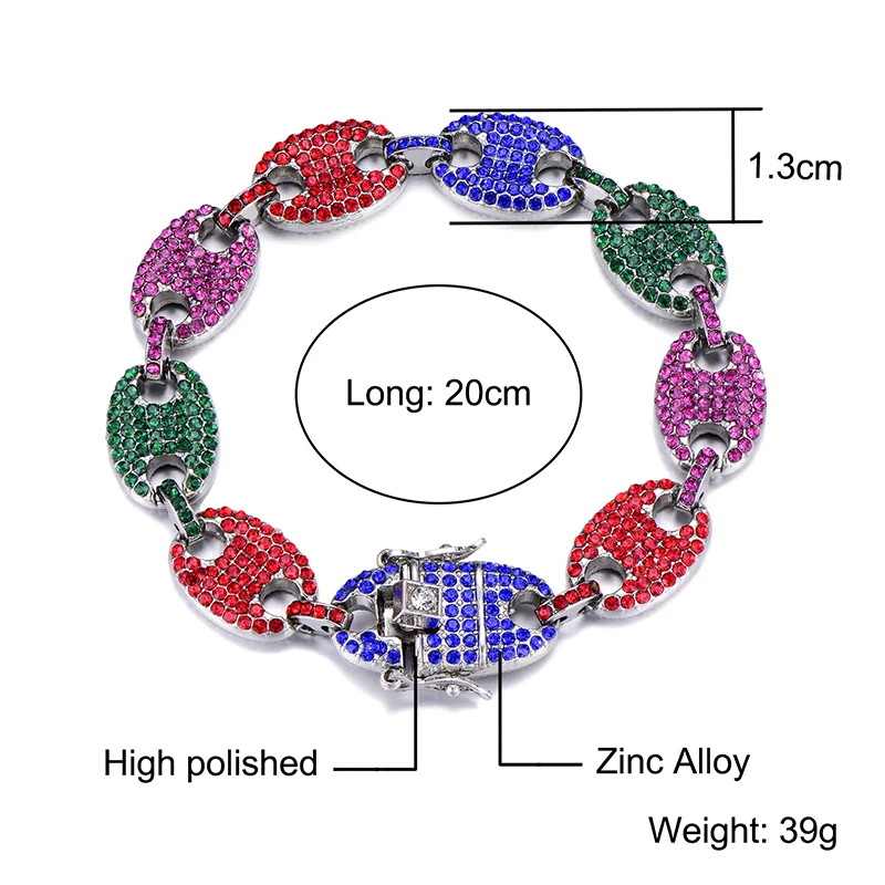 Цепочка для браслета в стиле хип-хоп Мужская Ювелирное Украшение под золото со