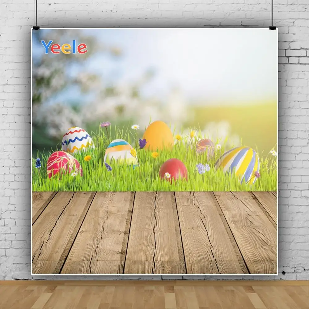 Yeele весенний Пасхальный день яйца трава газон свет боке фоны для фотосъемки