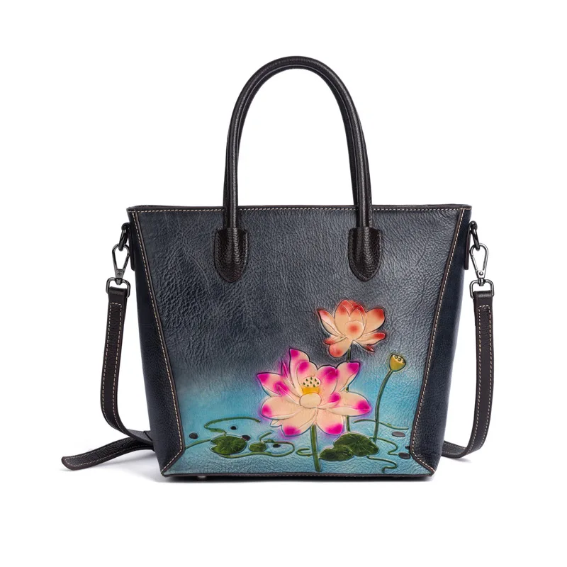 floral women handbag genuine leather bag new luxury handbags women bags designer real leather handbag chinese style shoulder bag