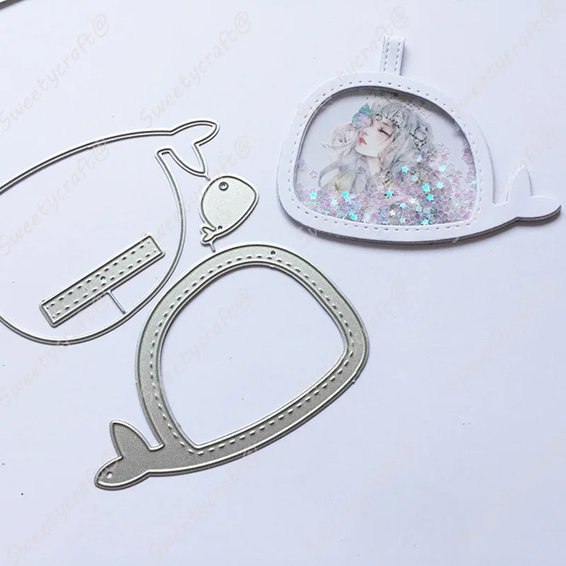 Металлические Вырубные штампы трафареты бирки в виде Кита рамка для рукоделия