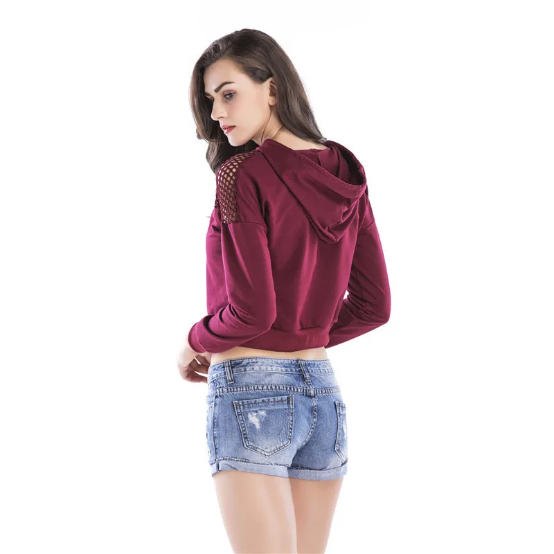

New European And American Long Sleeve Hooded Sweater Women's Thin Casual Comfortable Loose Perspective Navel Exposed