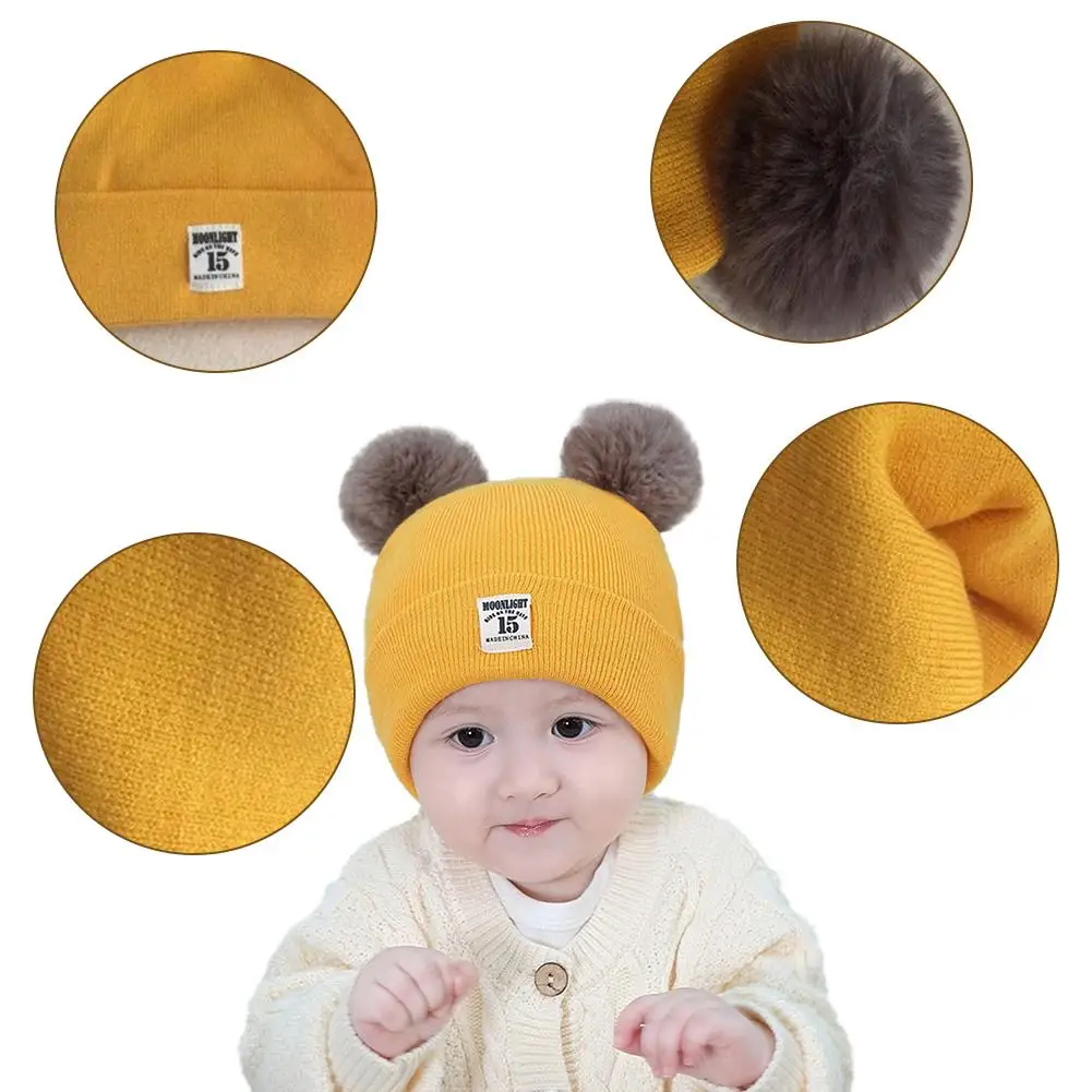 6 Colors Baby Wool Hat Cute Children's Thick Warm Earmuff Winter Knit Infant Toddler Cap Kids Cotton Hats Spot Item | Детская одежда