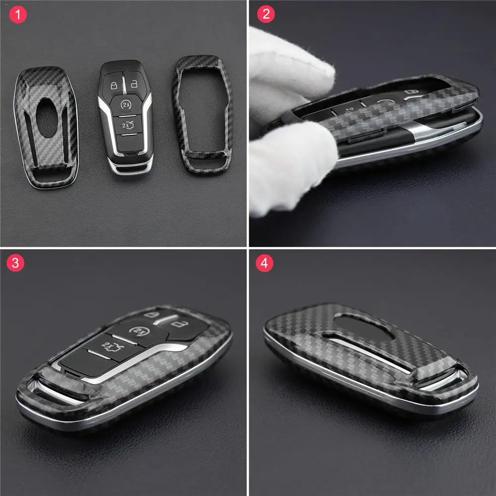 

Key Case Fob Bag Holder ABS Hard Shell Cover Parts Fit For Ford Mustang Edge Explorer F150 Key Cover