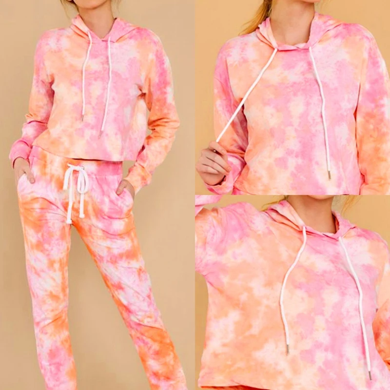 Повседневный Женский комплект со свободными штанами толстовка + штаны шаровары