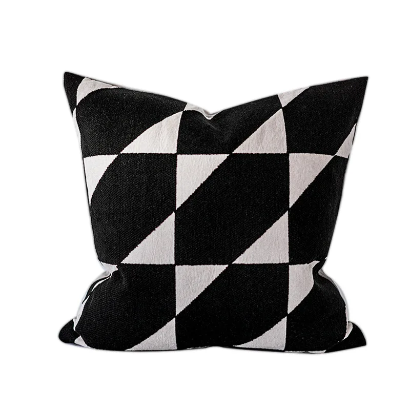 

2Pcs/lot Velvet Black White Geometric Cushion Cover For Living Room Sofa Cushions Home Decorative Throw Pillowcase 45x45cm