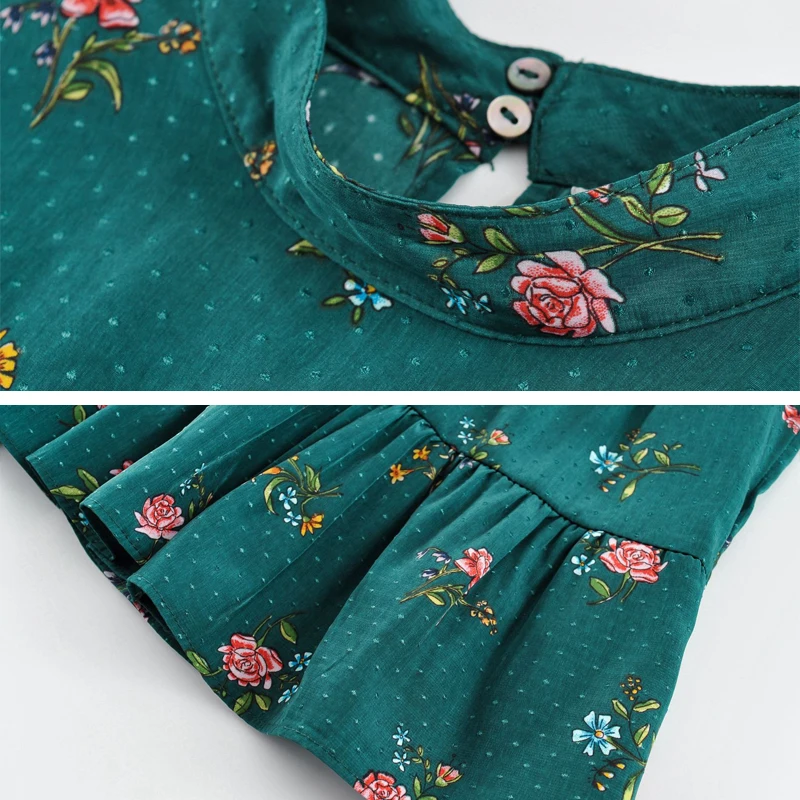 

Women Casual Autumn Dress 2021 LadIes Vintage Stand collar Floral Printed Shirt Dress Long Sleeve Bow Ruffles Summer Dress 1D048