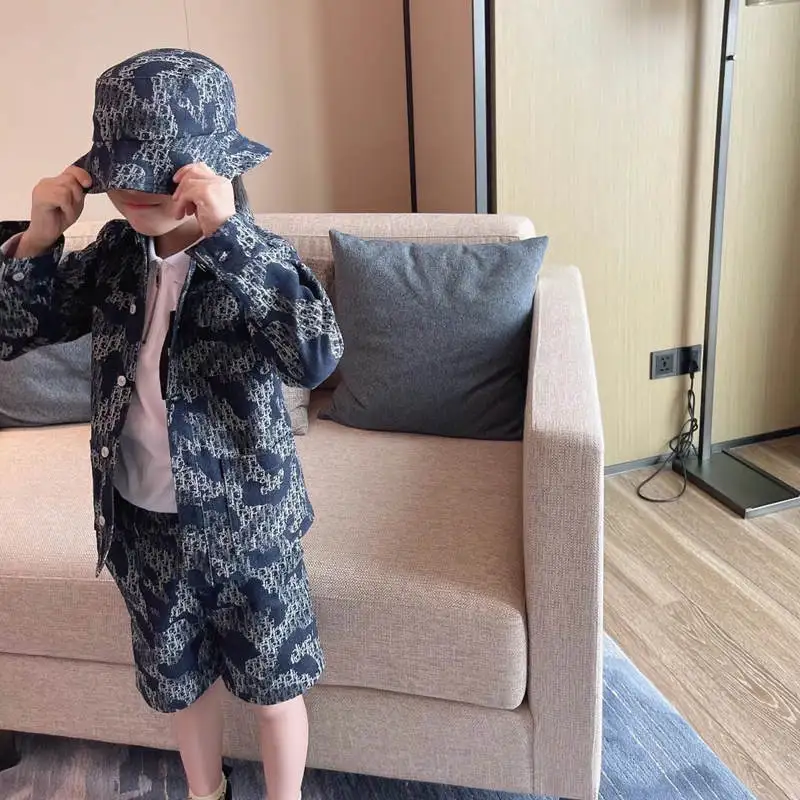 

New Autumn&Spring Blue Jeans Clothing Set For Baby Girl Kids Jeans Coat+Denim Shorts Boys Cool Clothing Set