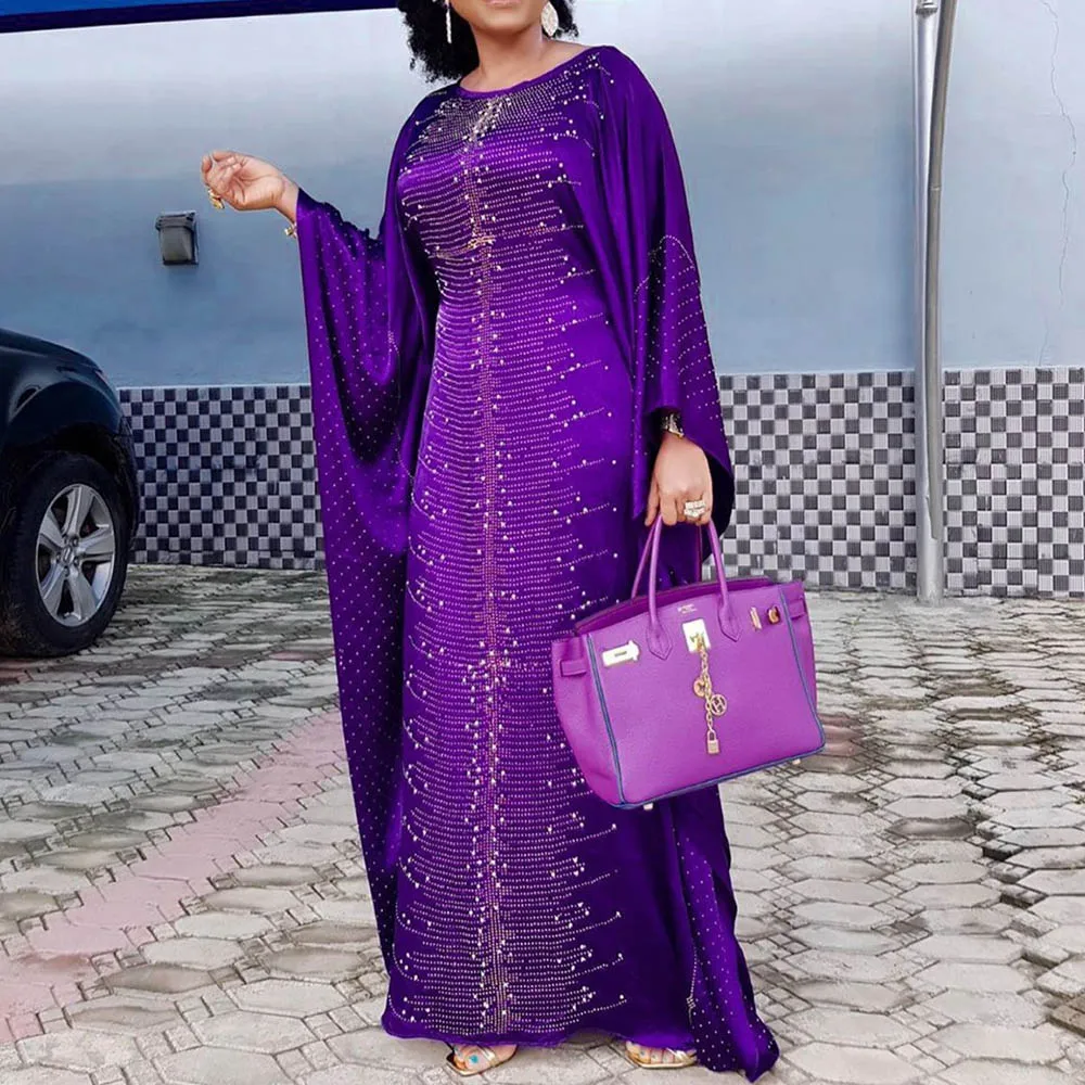 Роскошное Фиолетовое Женское вечернее платье в африканском стиле с бриллиантами