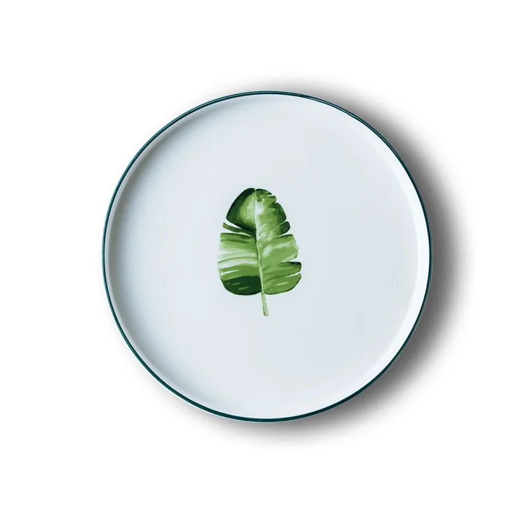 

8 inch ins tableware green plant Nordic ceramic plate creative ceramic plate for Kitchen Decor Gift