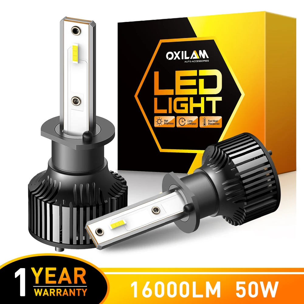 OXILAM 16000LM Turbo LED Bulbs H1 Dipped Light High Beams Headlight 6000K White For BMW E36 X5 E70 E53 E39 Lada Grant Vesta 12V