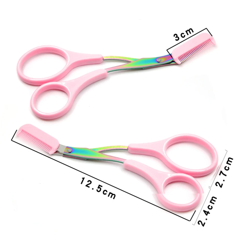 

1PC Eyebrow Trimmer Scissors Stainless Steel Washable High Quality Removable Solid Color Comb Eyelash Hair Scissors Makeup Tools