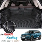 Напольный кожаный коврик для багажника автомобиля, коврик для грузового отсека, напольный коврик для Skoda Kodiaq 2017-2021