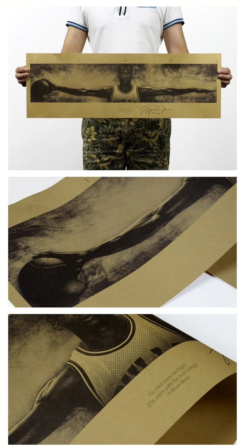 Спортивные винтажные картины баскетбольной звезды из крафт-бумаги настенные