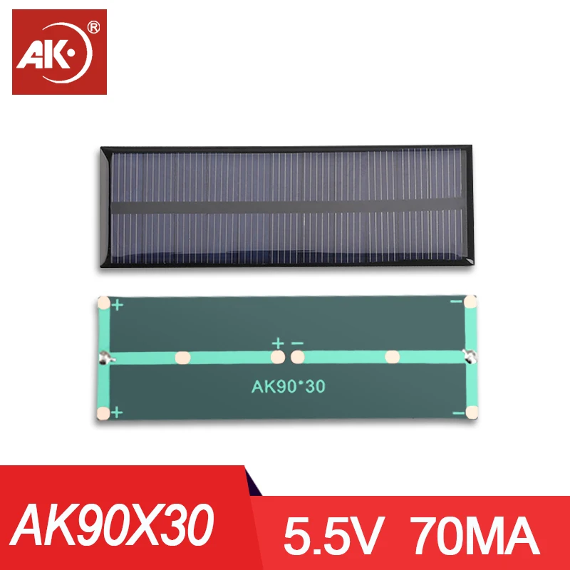 10PCS 90*30mm 5.5 V 70ma Mono/Poly Mini Panel Solar Bank Power Energy Kit Cell Complete Portable 4V 5V 6V 7V 12v 1W Generator