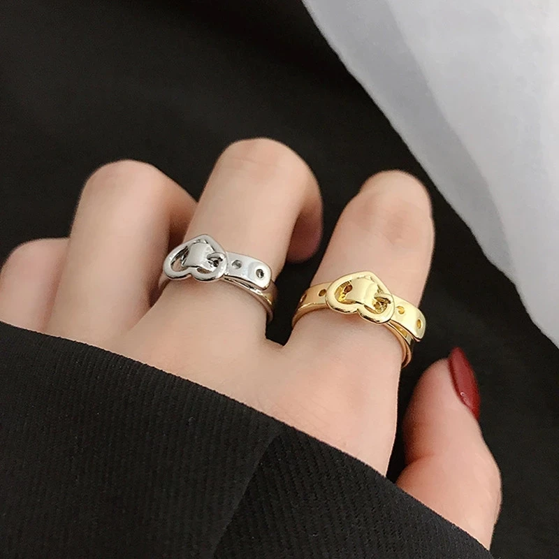 

Korean fashion geometric round polished ring, for women creative retro personality gold and opening statement
