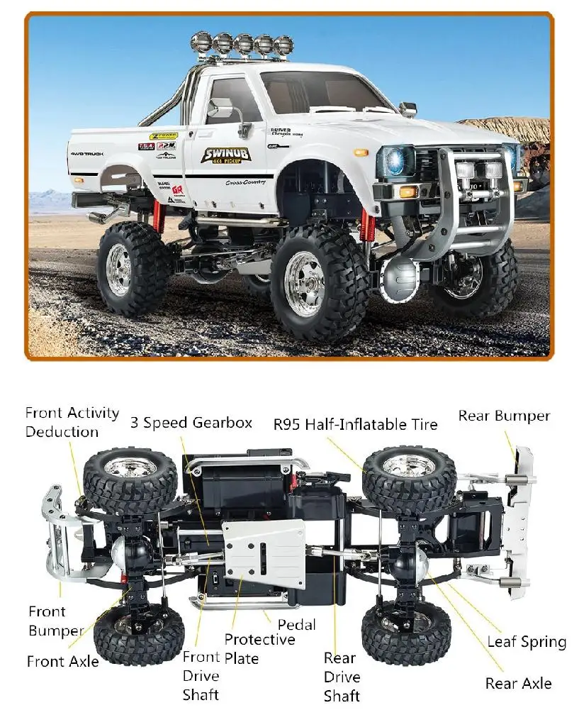 LeadingStar HG P409 1/10 2 4G полноприводный Радиоуправляемый автомобиль 4x4 пикап Rock Crawler без