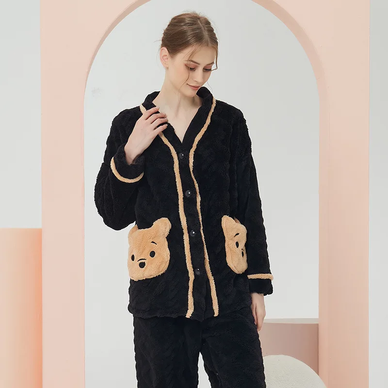 Winter Pajamas Women's Coral Velvet Home Service Thickened Ladies Pajamas Flannel Pajamas Sleepwears Set pyjama pour femme