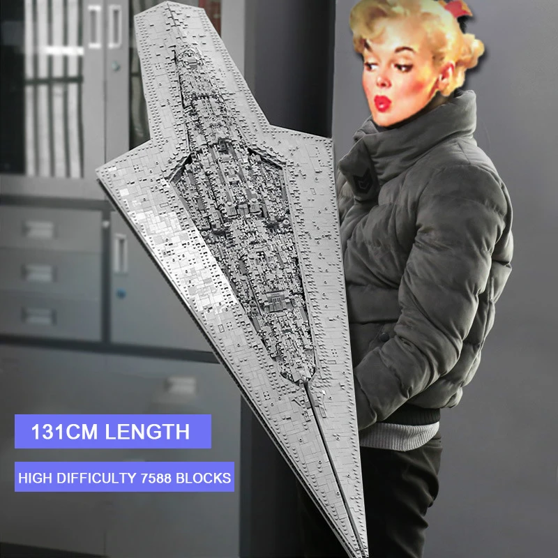 MOC имперский Разрушитель UCS император бойцы кирпичи Круизный корабль Империя над