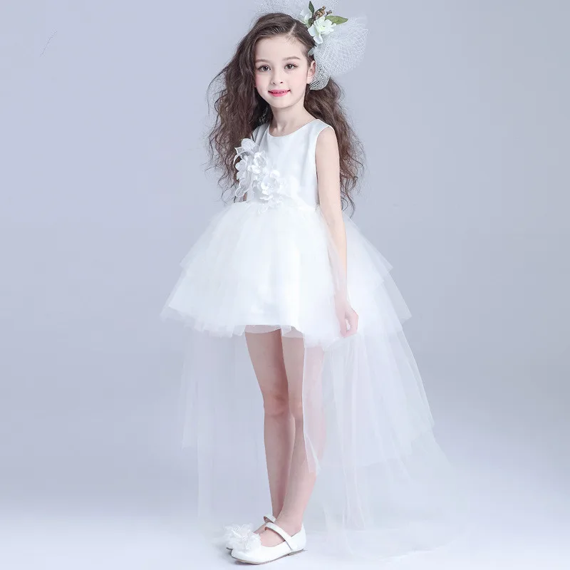 2020 Sweet Pincess Champagne Girl Dress Kids Girls Vestidos Summer Children Clothes For 3 4 6 8 10 12 14 Years Old AKF164089 | Детская