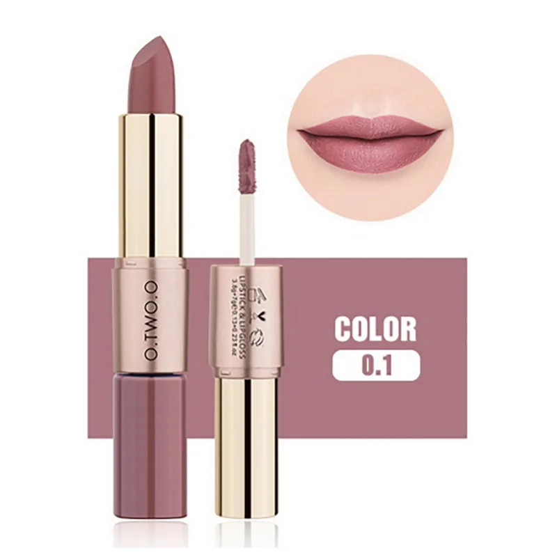 Бархатная губная помада 2 в 1 с двойной головкой долговечный матовый блеск для губ
