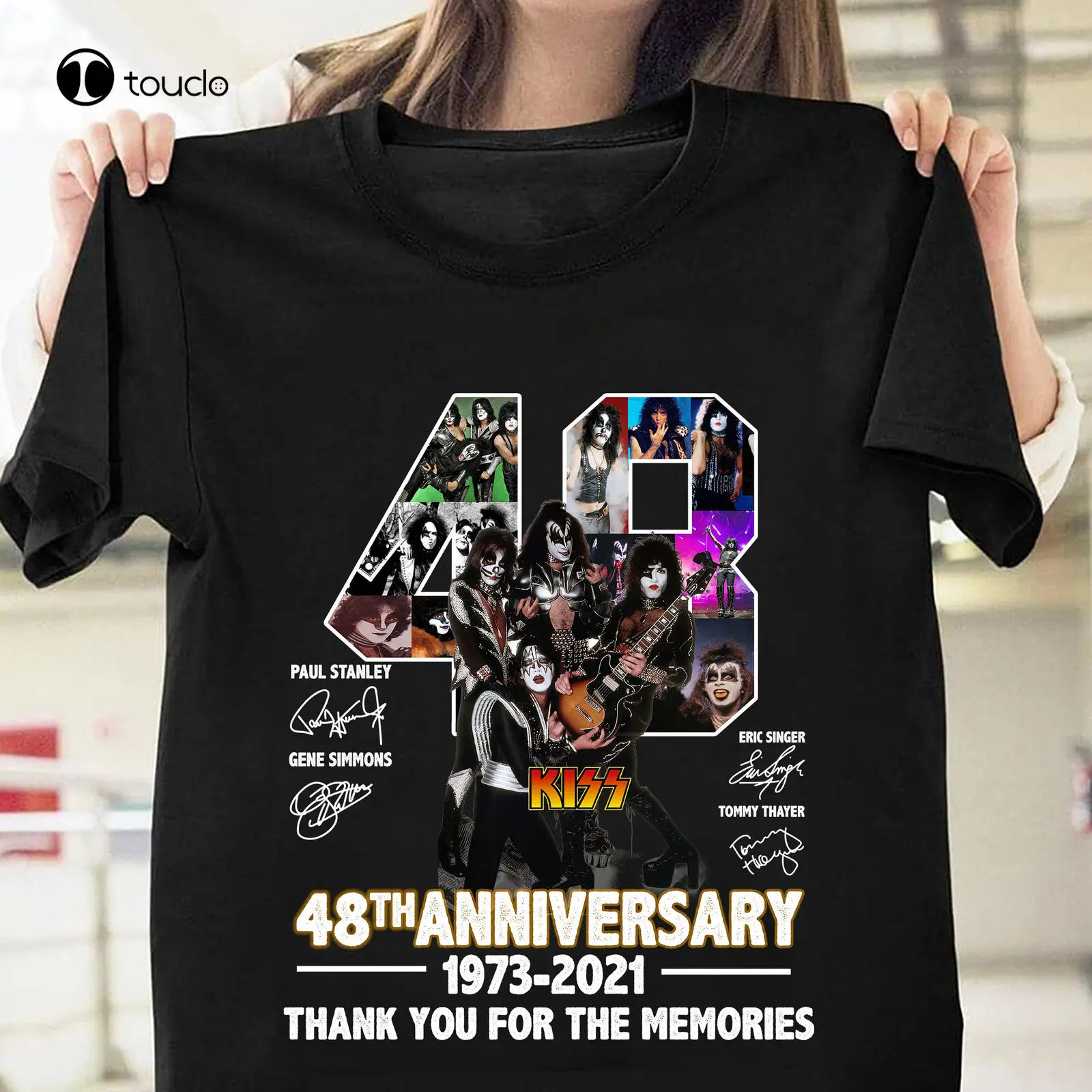 

Ki'Ss 48-я годовщина участников краска лица рок фанат унисекс футболка S-5XL черная винтажная рубашка