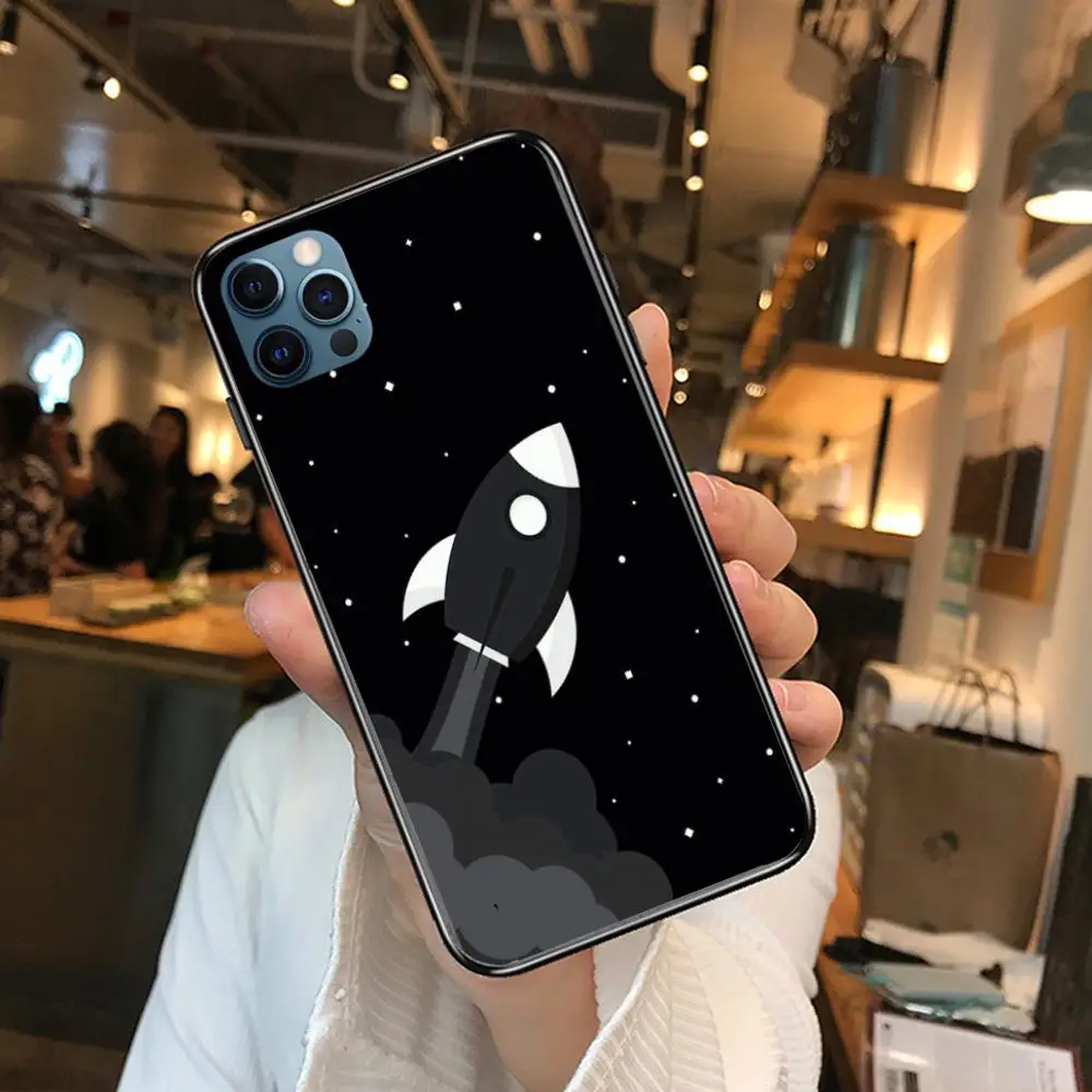 

Rocket Exquisite Style Phone Case cover For iphone 12 pro max 11 8 7 6 s XR PLUS X XS SE 2020 mini black cell shell