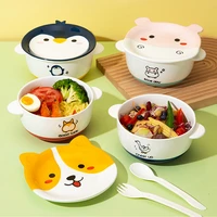 800ml kawaii shiba inu duck ramen bowl with lid ceramic cute kitchen salad fruit instant noodle rice large bowl tableware