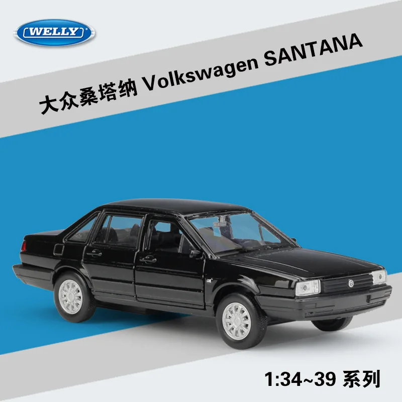 

Модель автомобиля Welly 1:36 Volkswagen Santana из сплава, Натяжной автомобиль, коллекционные подарки, игрушка для транспортировки без пульта дистанционного управления