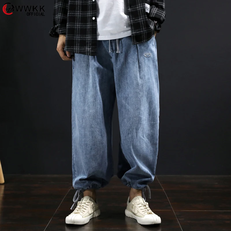 Мужские свободные джинсовые шаровары WWKK винтажные повседневные штаны из денима